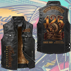 Indian Motorcycle 125th Anniversary Premium 2D Sleeveless Leather Vest – TMTHU8830