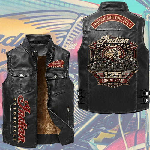 Indian Motorcycle 125th Anniversary Premium 2D Sleeveless Leather Vest – TMTHU9790