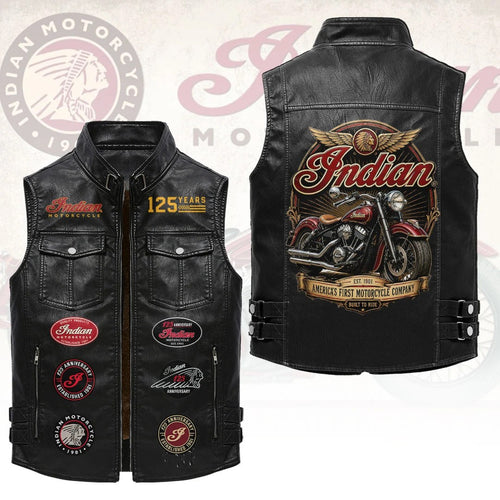 Indian Motorcycle 125th Anniversary Premium 2D Sleeveless Leather Vest – HOATT26876
