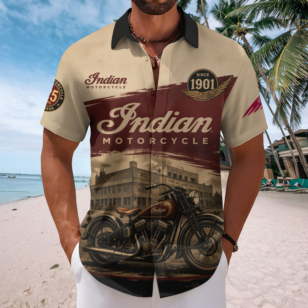 Indian Motorcycle 125th Anniversary Short Sleeve Button-Down Shirt – TMTHU8127