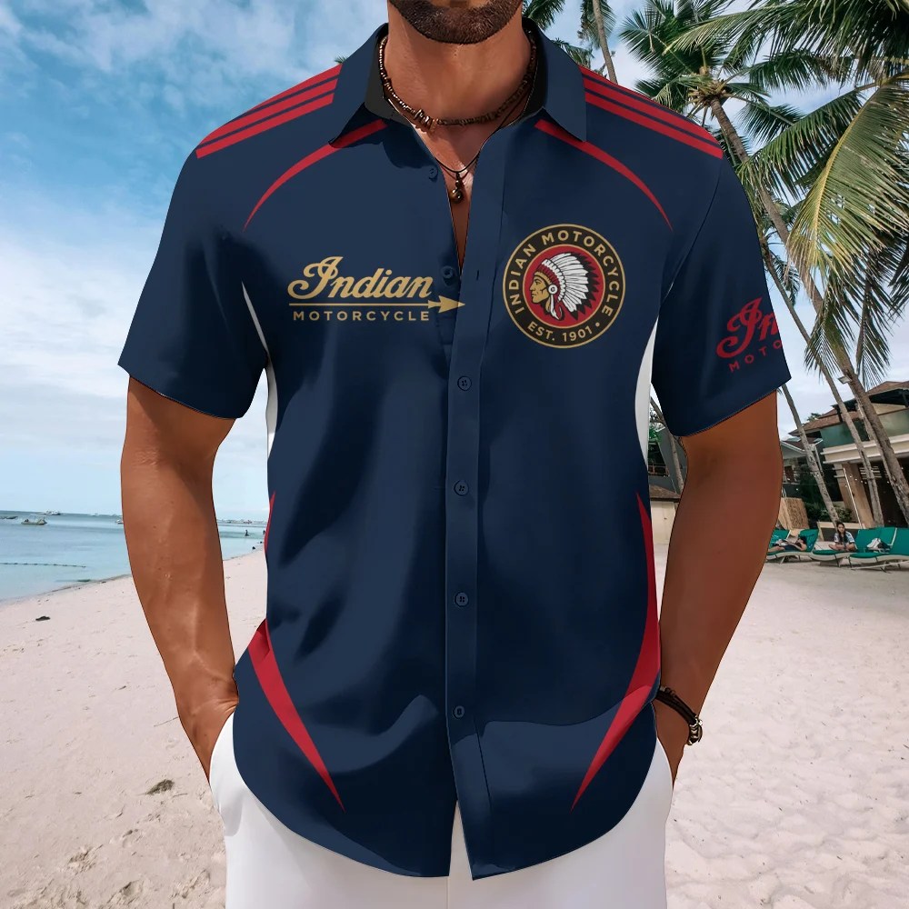 Indian Motorcycle 125th Anniversary Short Sleeve Button-Down Shirt – TMTHU8688