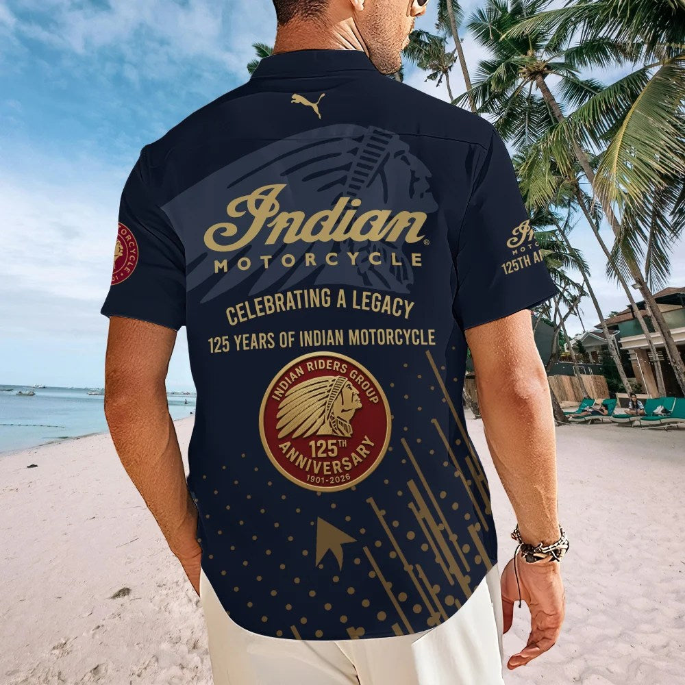 Indian Motorcycle 125th Anniversary Short Sleeve Button-Down Shirt – TMTHU8690