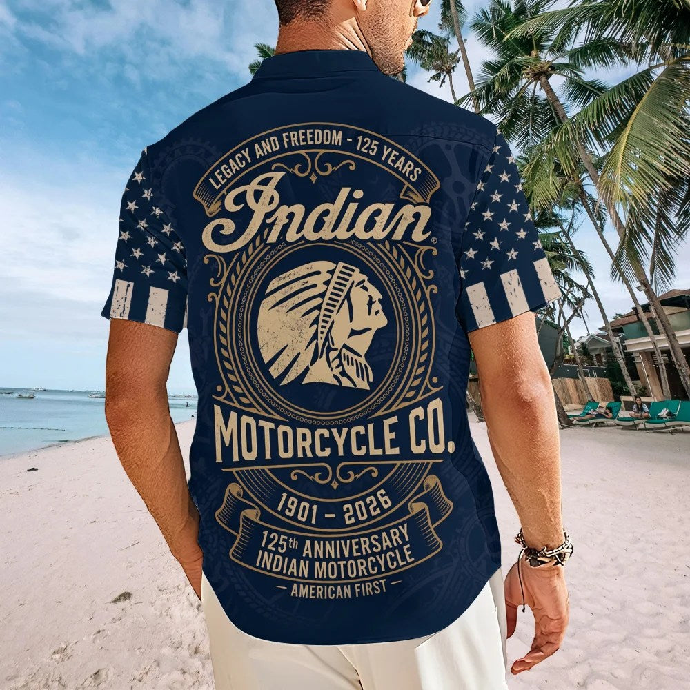 Indian Motorcycle 125th Anniversary Short Sleeve Button-Down Shirt – TMTHU8740