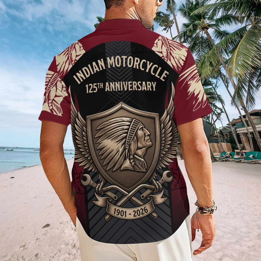 Indian Motorcycle 125th Anniversary Short Sleeve Button-Down Shirt – TMTHU8832