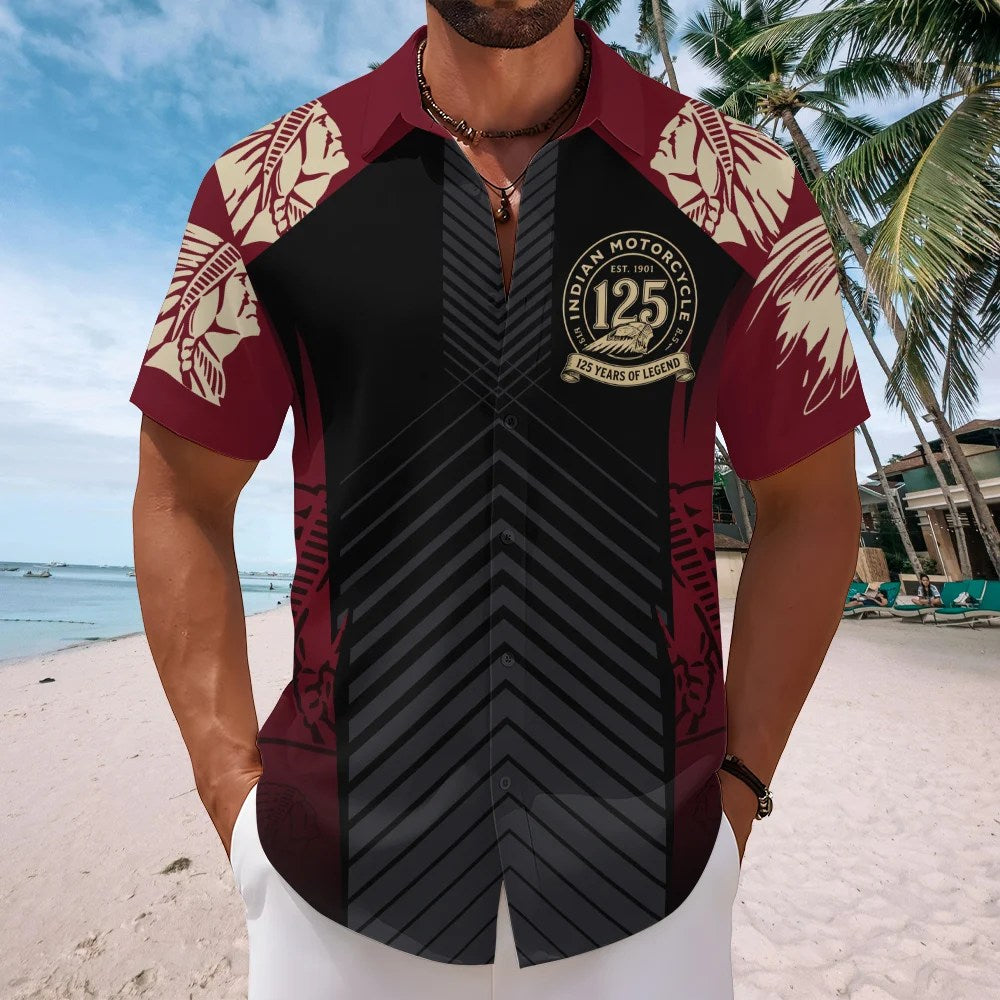 Indian Motorcycle 125th Anniversary Short Sleeve Button-Down Shirt – TMTHU8832