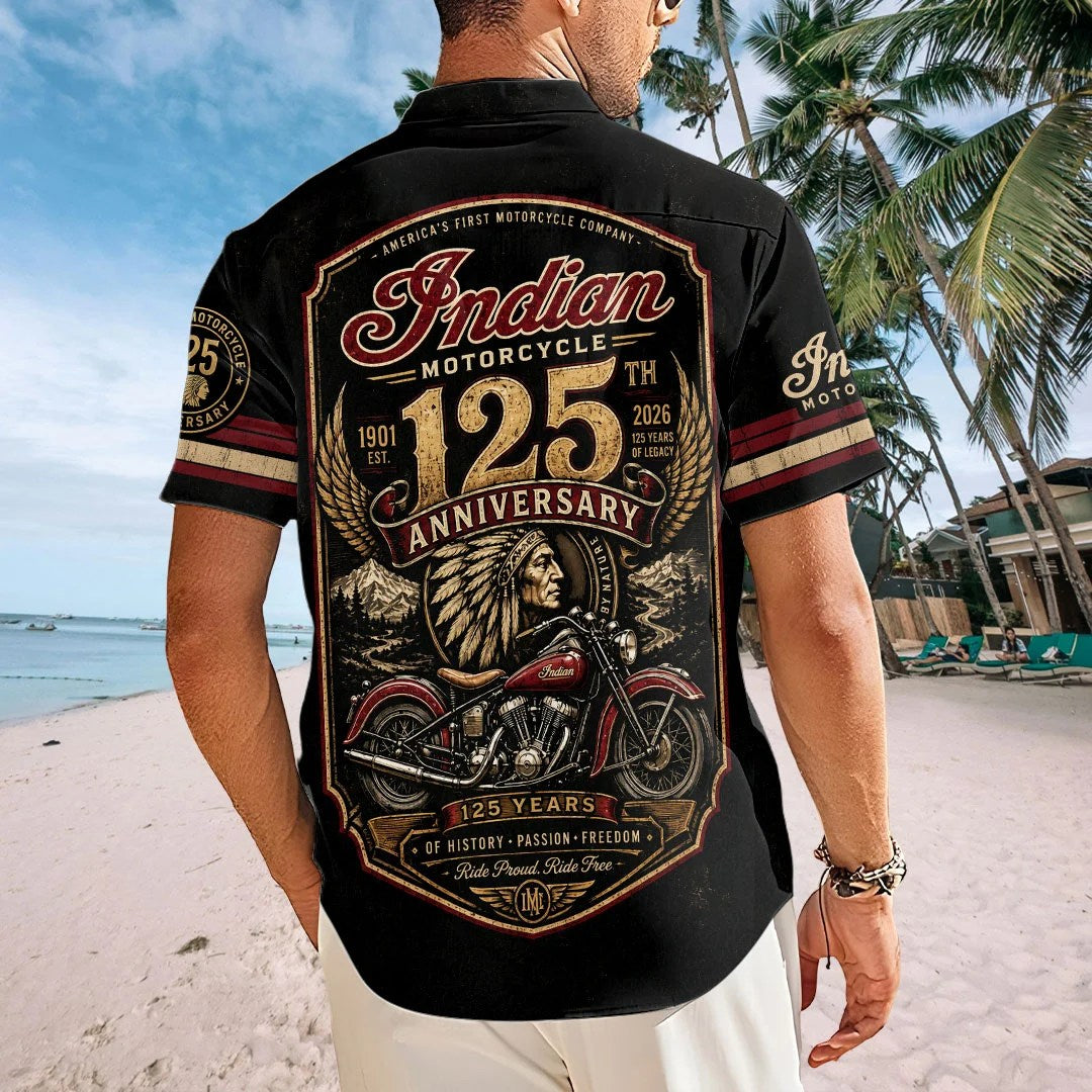 Indian Motorcycle 125th Anniversary Short Sleeve Button-Down Shirt – TMTHU9095