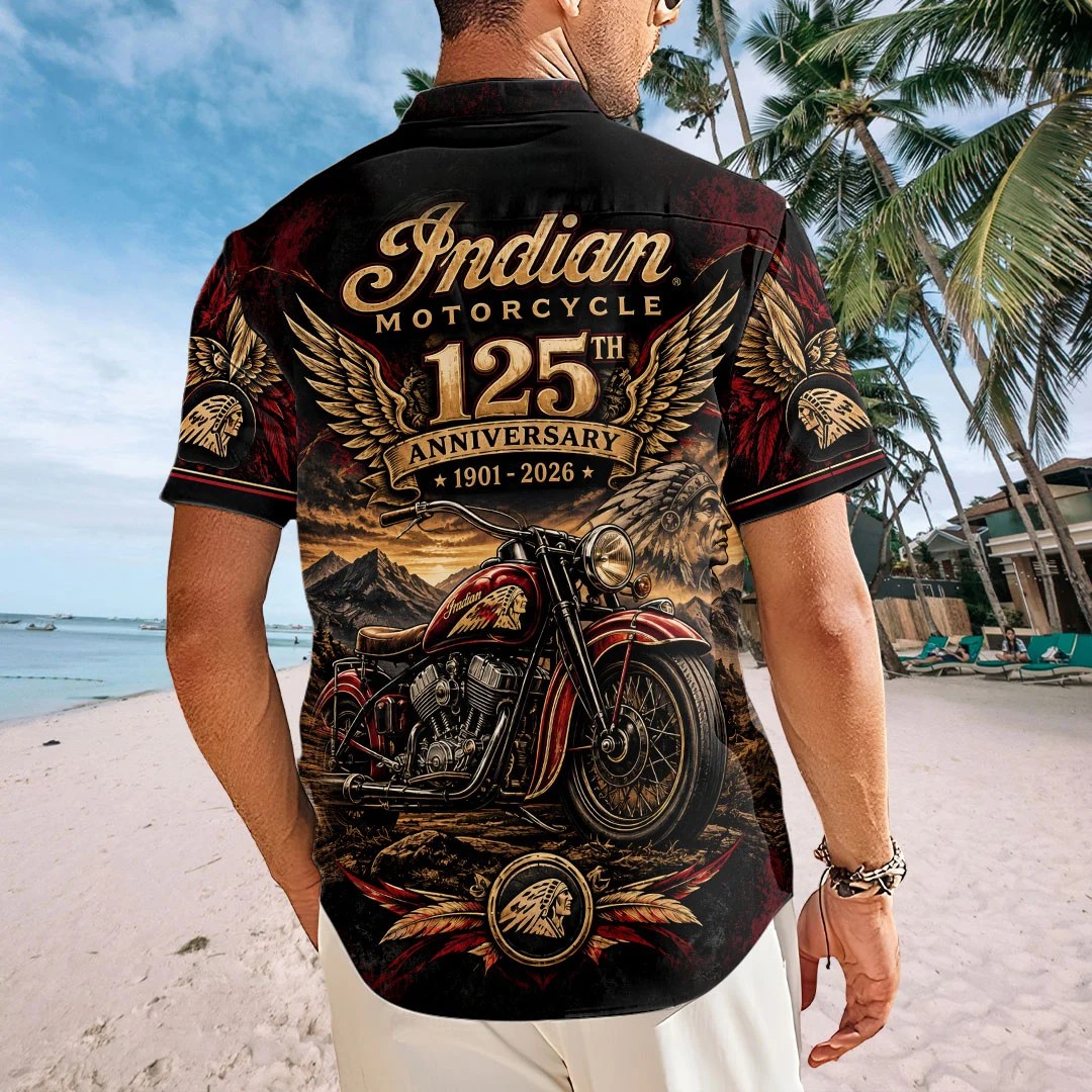 Indian Motorcycle 125th Anniversary Short Sleeve Button-Down Shirt – TMTHU9408