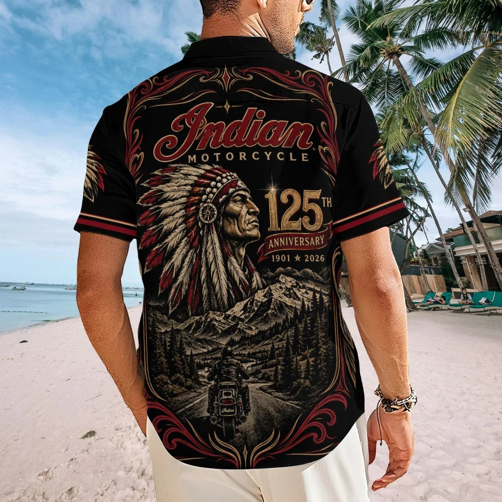 Indian Motorcycle 125th Anniversary Short Sleeve Button-Down Shirt – TMTHU9440