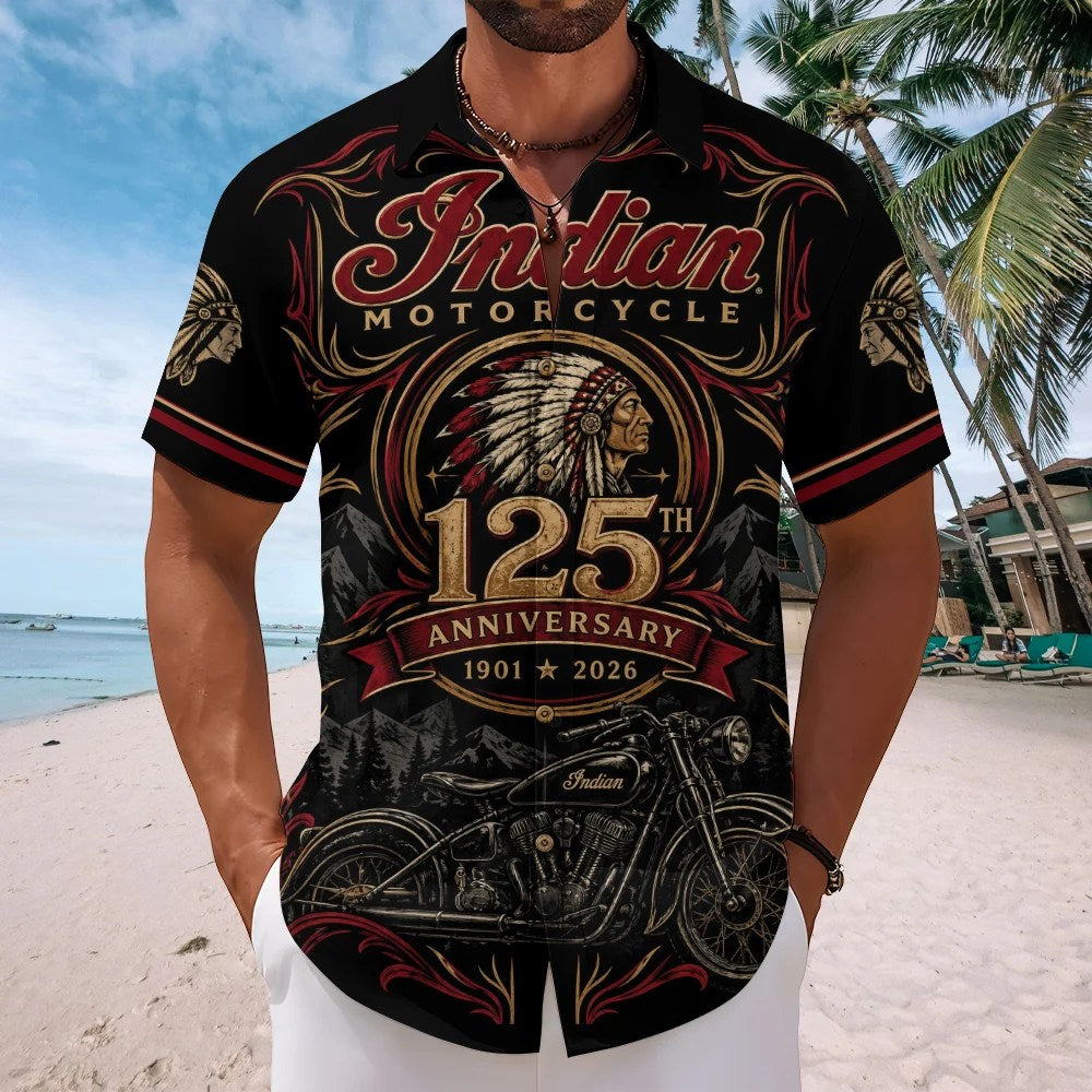 Indian Motorcycle 125th Anniversary Short Sleeve Button-Down Shirt – TMTHU9440