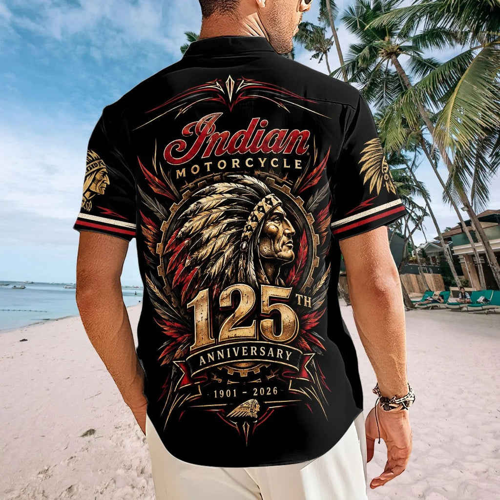 Indian Motorcycle 125th Anniversary Short Sleeve Button-Down Shirt – TMTHU9823