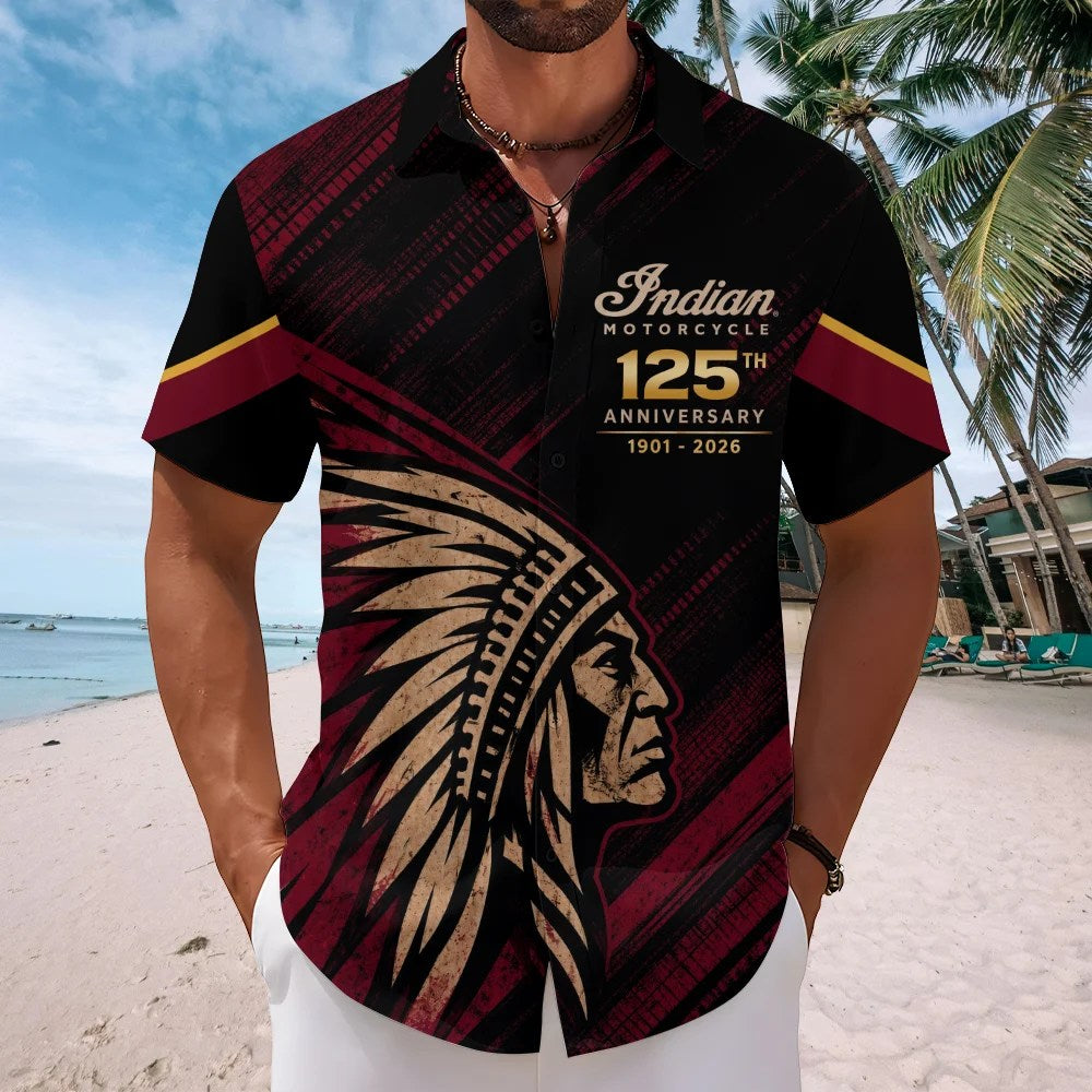 Indian Motorcycle 125th Anniversary Short Sleeve Button-Down Shirt – TMTHU9107