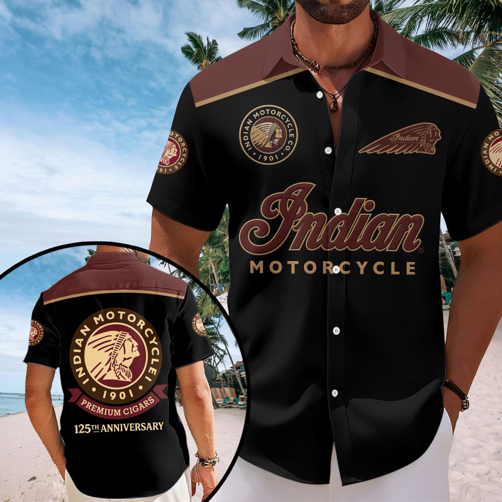 Indian Motorcycle 125th Anniversary Short Sleeve Button-Down Shirt – HOATT20289