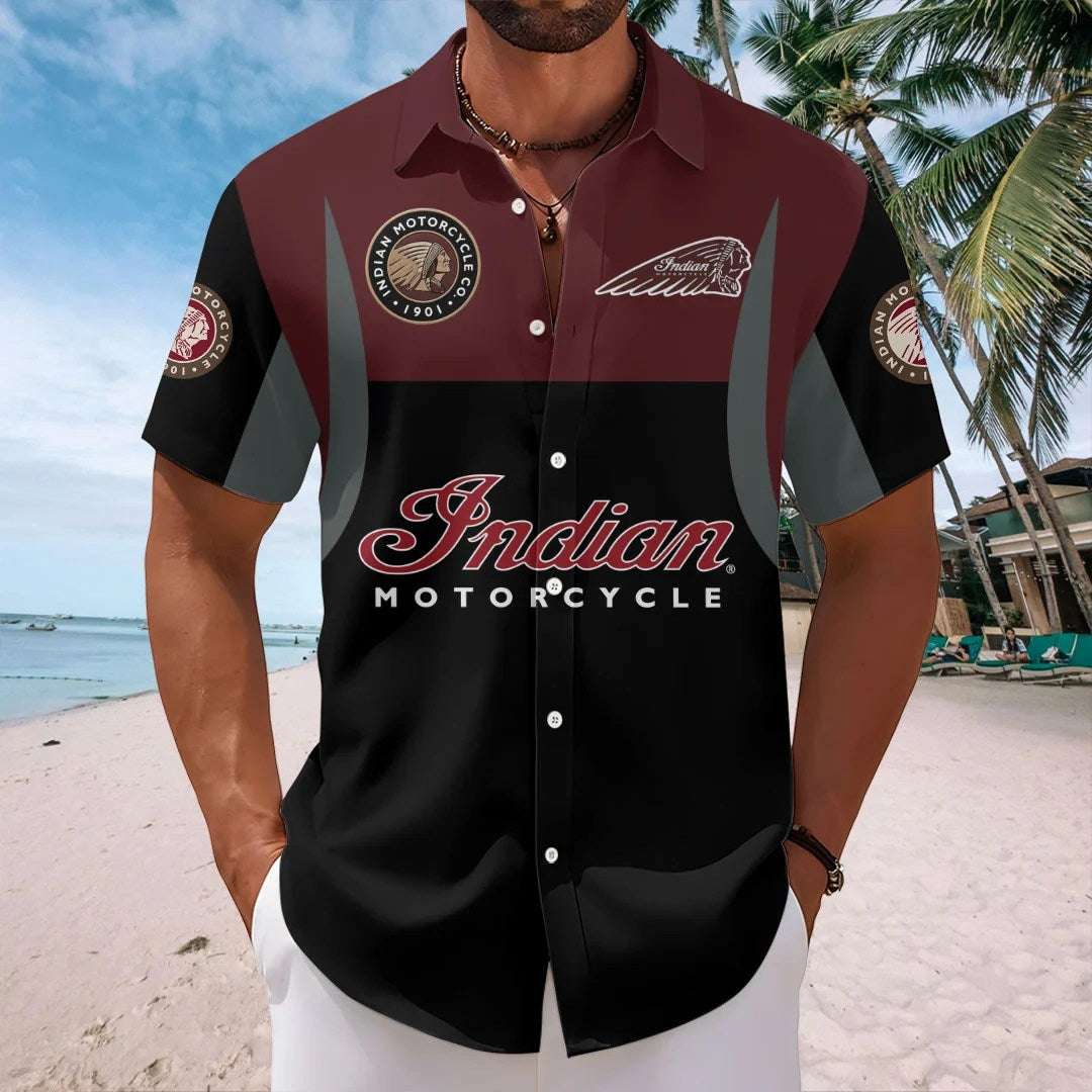 Indian Motorcycle 125th Anniversary Short Sleeve Button-Down Shirt – HOATT20389