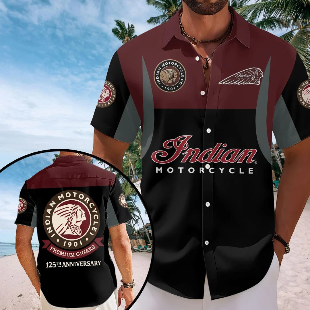Indian Motorcycle 125th Anniversary Short Sleeve Button-Down Shirt – HOATT20389