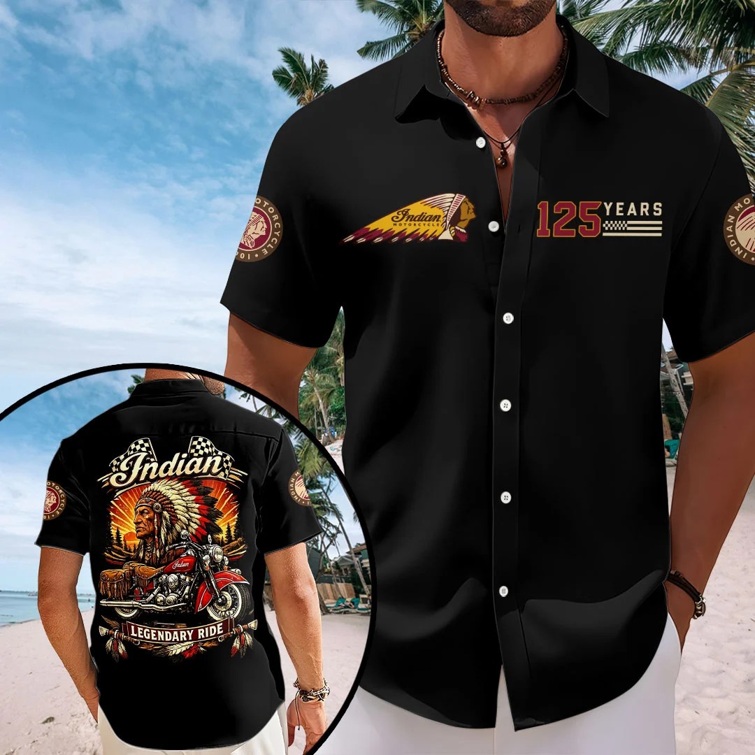 Indian Motorcycle 125th Anniversary Short Sleeve Button-Down Shirt – HOATT20400
