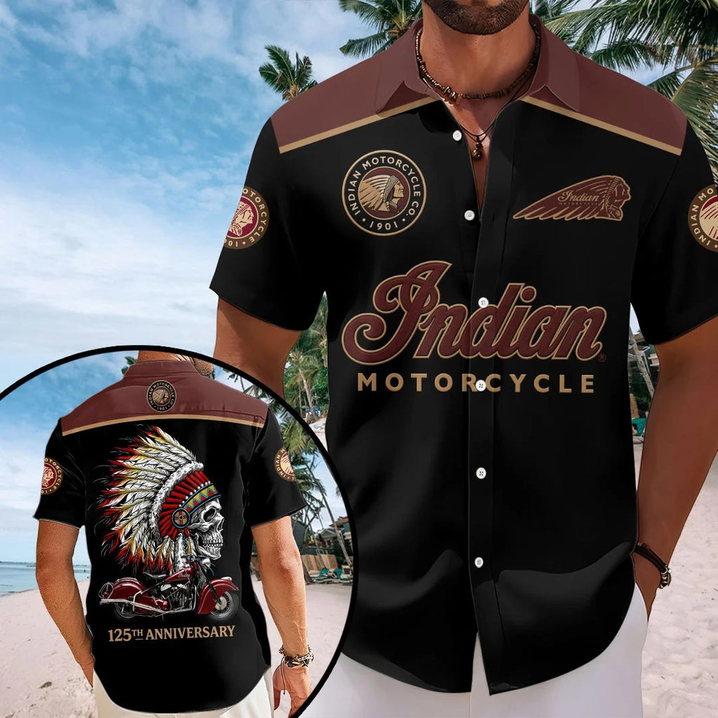 Indian Motorcycle 125th Anniversary Short Sleeve Button-Down Shirt – HOATT20432