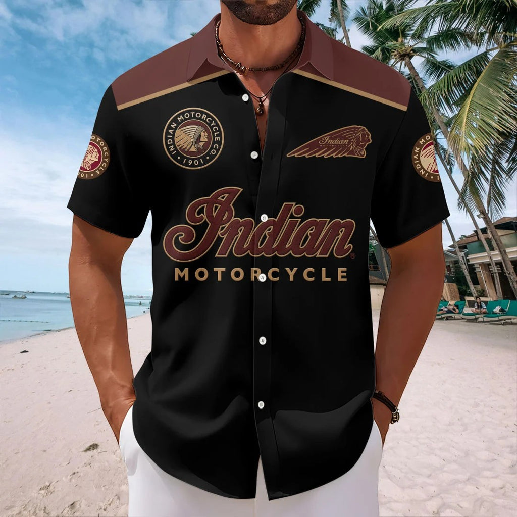 Indian Motorcycle 125th Anniversary Short Sleeve Button-Down Shirt – HOATT20609