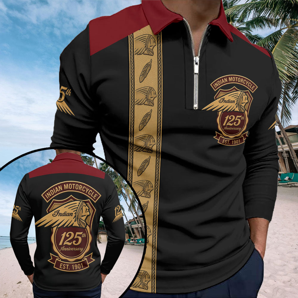 Indian Motorcycle 125th Anniversary Zip Polo Shirt – TMTHU8526