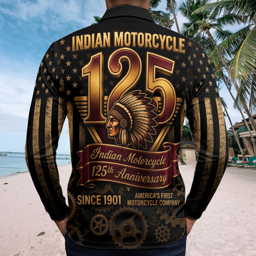 Indian Motorcycle 125th Anniversary Zip Polo Shirt – TMTHU8576
