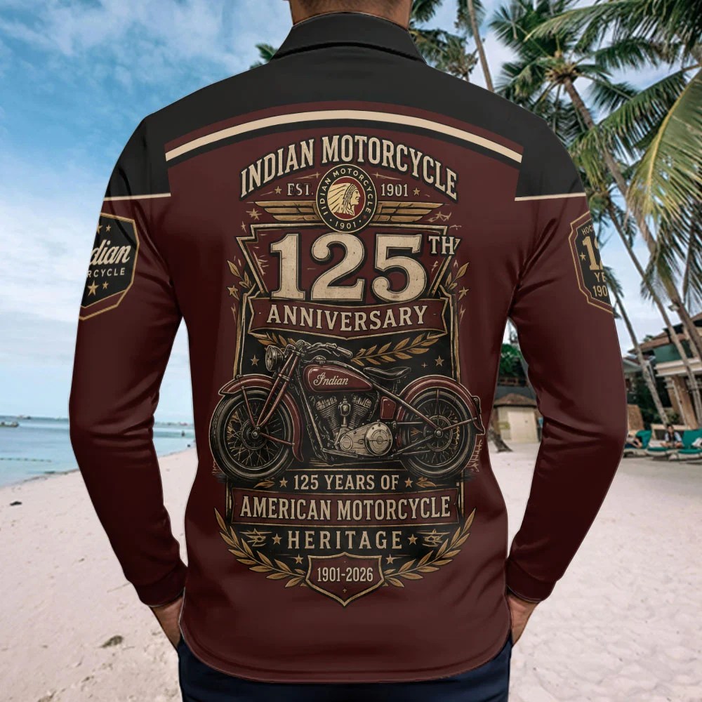 Indian Motorcycle 125th Anniversary Zip Polo Shirt – TMTHU8944