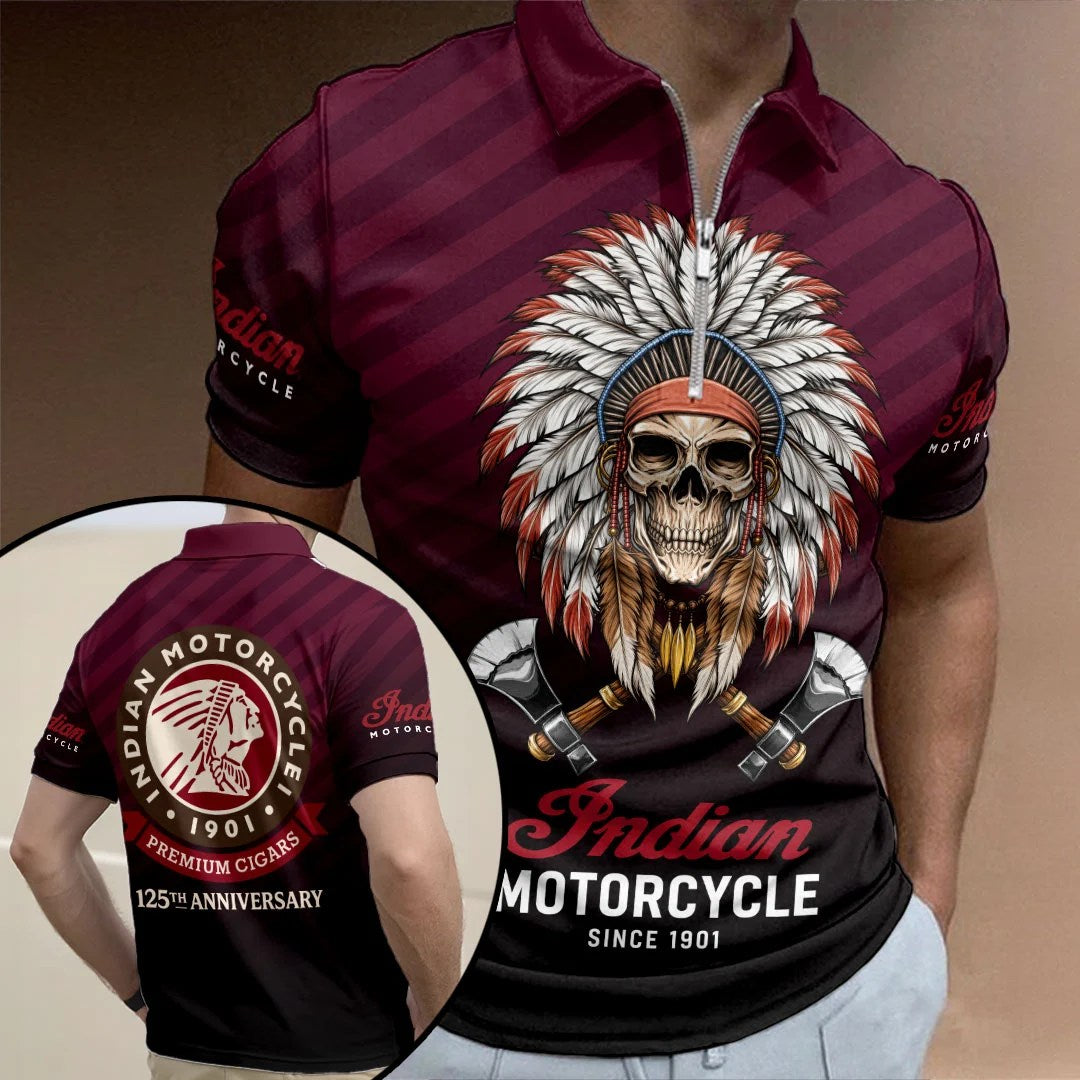 Indian Motorcycle 125th Anniversary Zip Polo Shirt – HOATT20369
