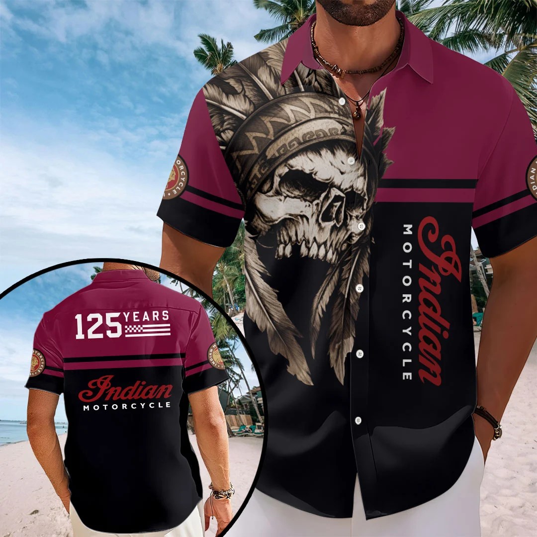 Indian Motorcycle 125th Anniversary Short Sleeve Button-Down Shirt – TANTN24973