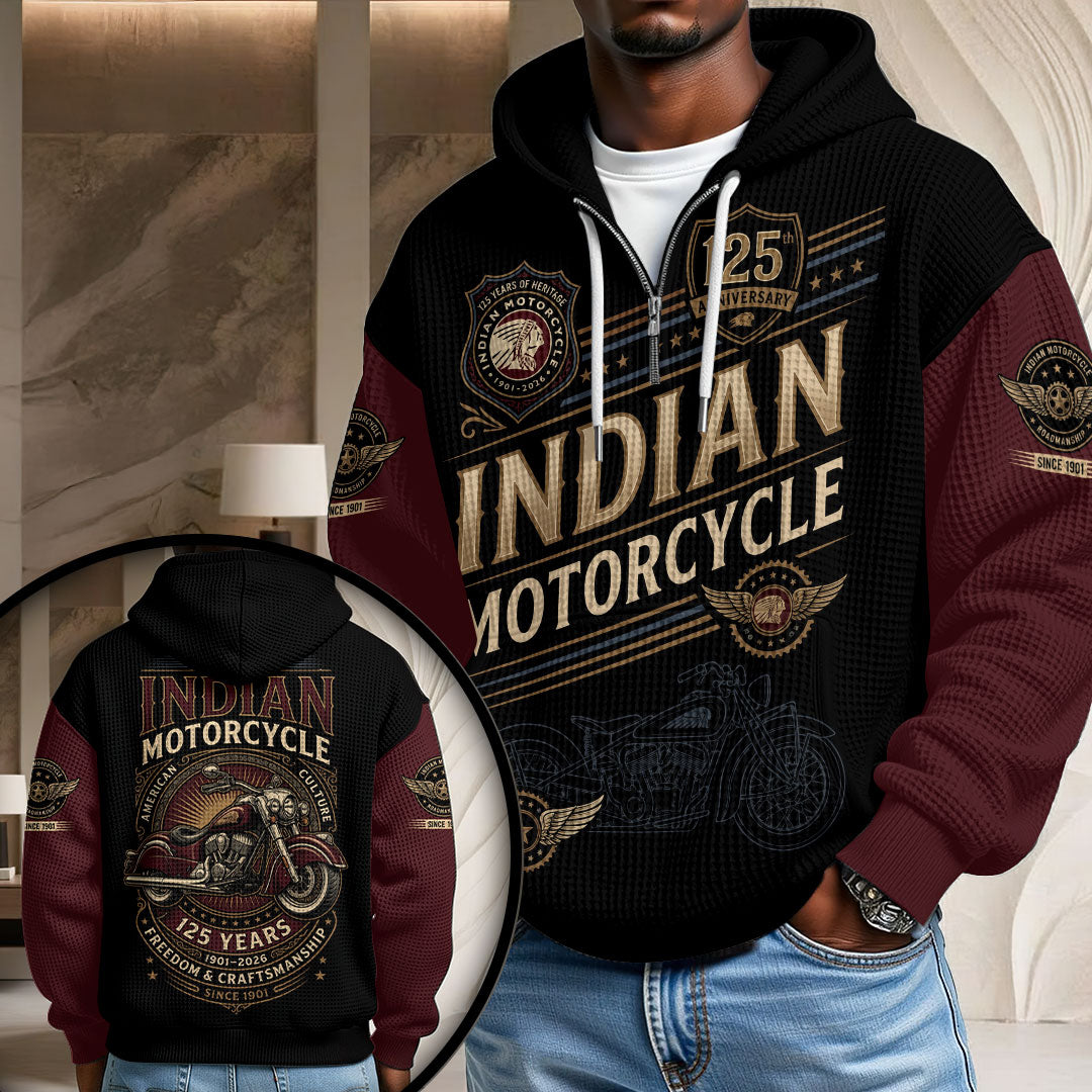 Indian Motorcycle 125th Anniversary 3D Unisex Waffle Hoodie – TMTHU8575