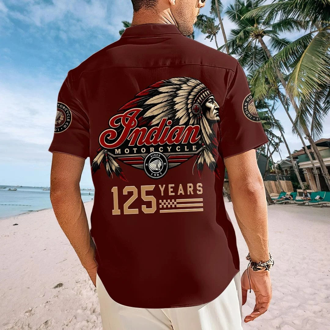 Indian Motorcycle 125th Anniversary Short Sleeve Button-Down Shirt – HOATT20398