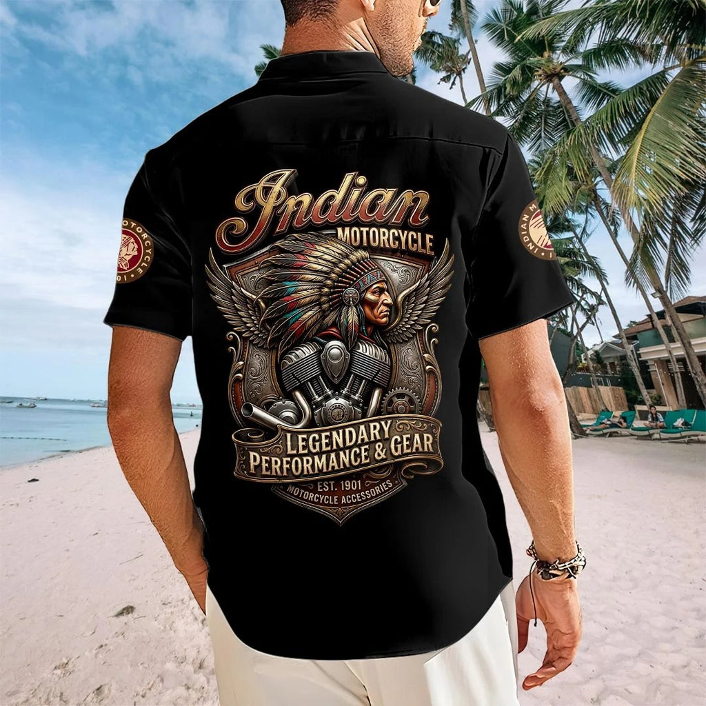 Indian Motorcycle 125th Anniversary Short Sleeve Button-Down Shirt – HOATT21002