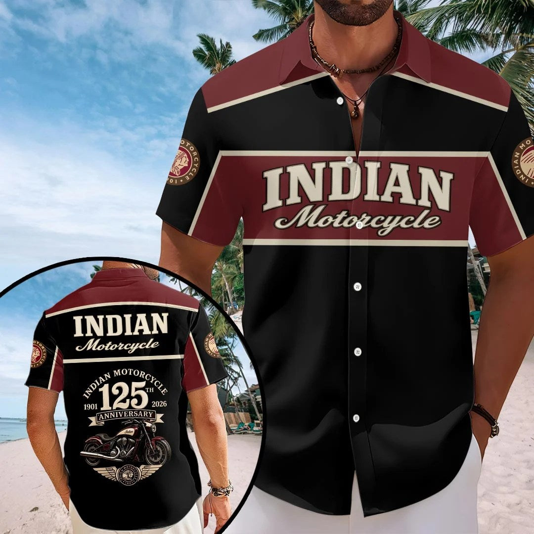 Indian Motorcycle 125th Anniversary Short Sleeve Button-Down Shirt – HOATT20903