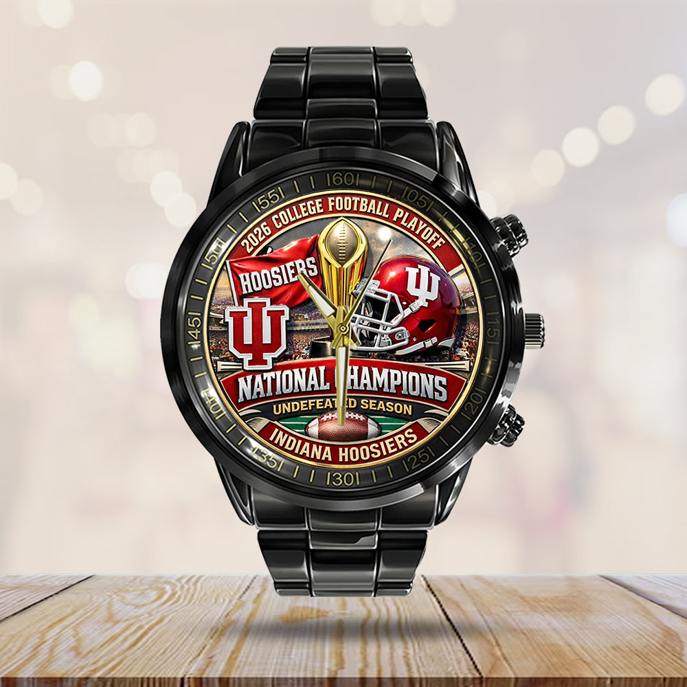 Indiana Hoosiers Football 2025 Black Stainless Steel Watch – TMTHU3552