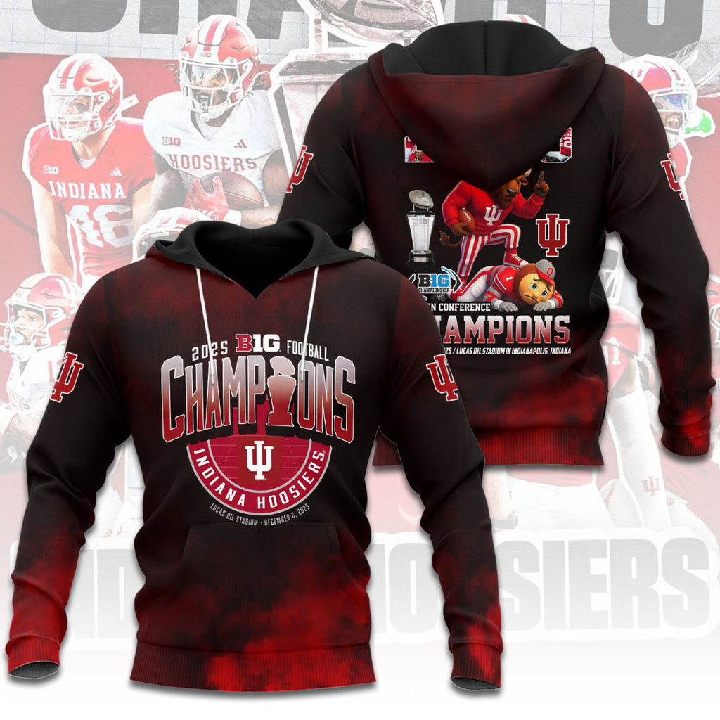 Indiana Hoosiers Football 2025 Big Ten Champions 3D Apparel – HOATT14991