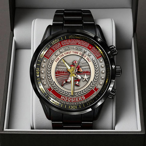 Indiana Hoosiers Football Black Stainless Steel Watch – TANTN19263