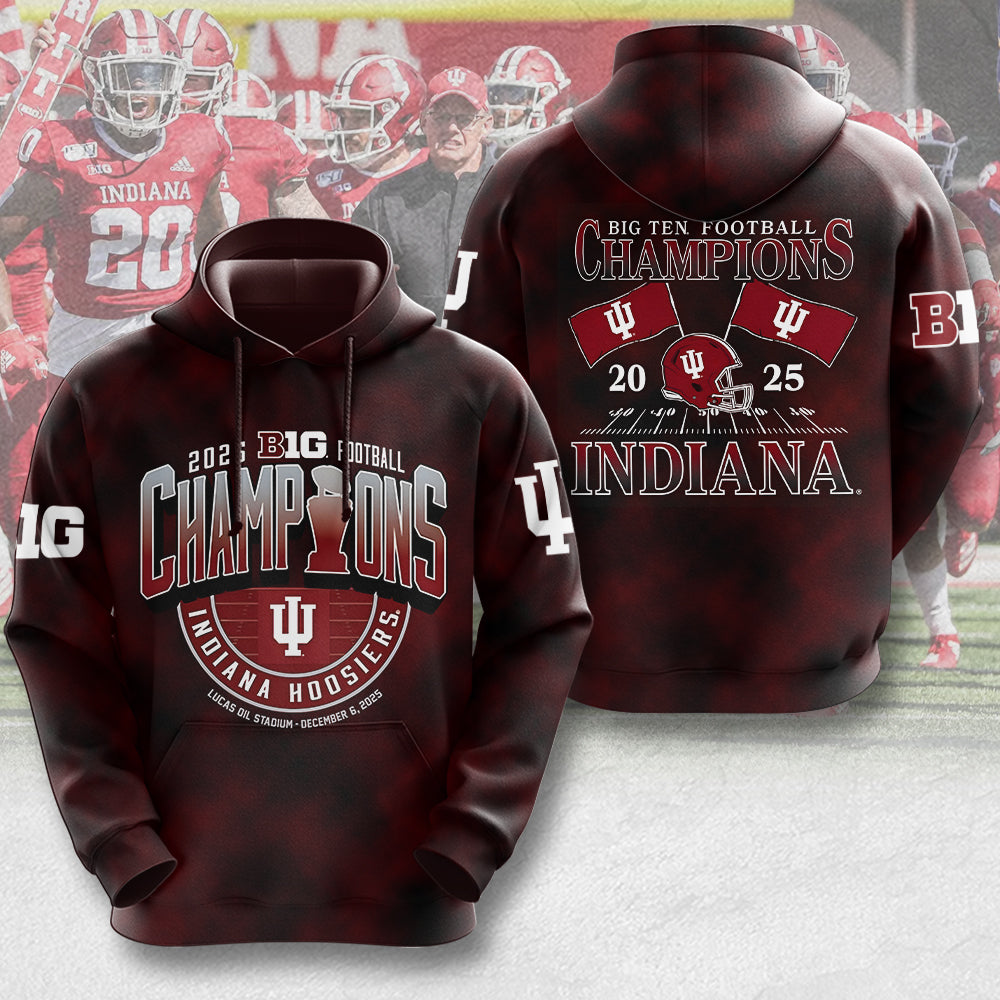 Indiana Hoosiers Football 2025 Big Ten Champions 3D Apparel – MAITM13989