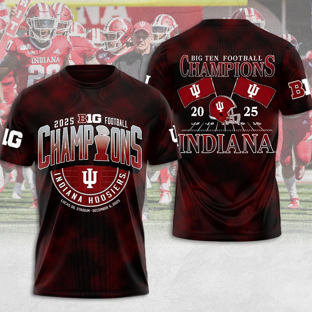 Indiana Hoosiers Football 2025 Big Ten Champions 3D Apparel – MAITM13989