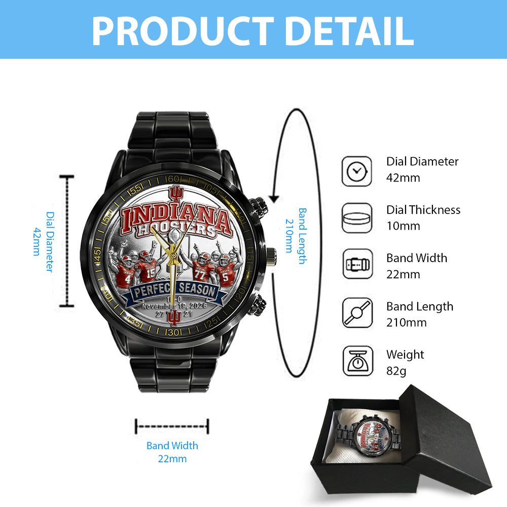 Indiana Hoosiers Football 2025 National Champions Black Stainless Steel Watch – TANTN20461