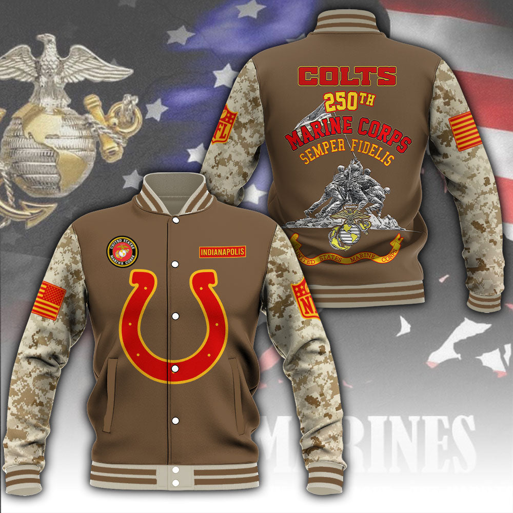 Indianapolis Colts x US Marine Corps 250th Anniversary Varsity Jacket – MAITM12784