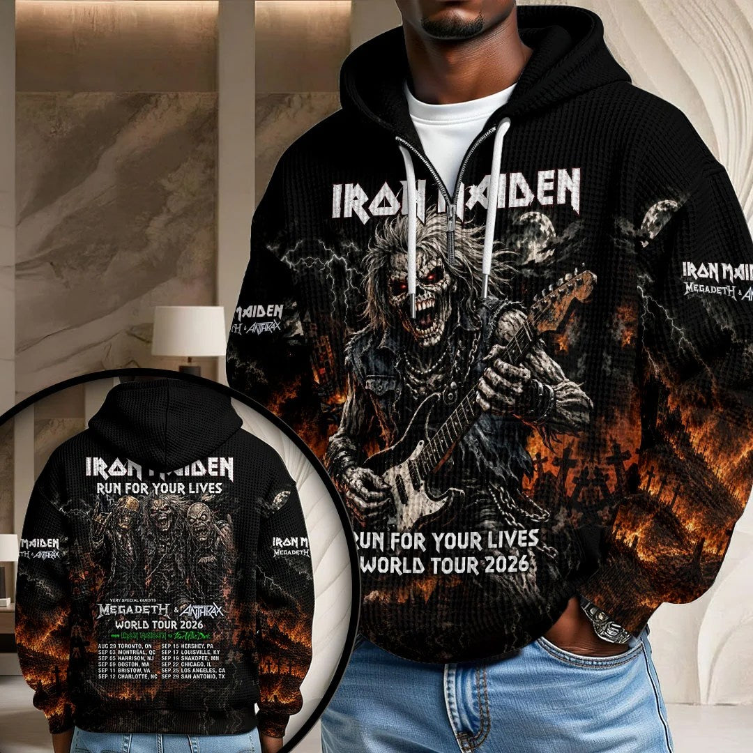 Iron Maiden 2026 World Tour 3D Unisex Waffle Hoodie – TMTHU9537