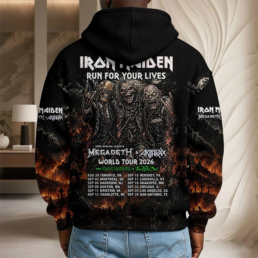 Iron Maiden 2026 World Tour 3D Unisex Waffle Hoodie – TMTHU9537