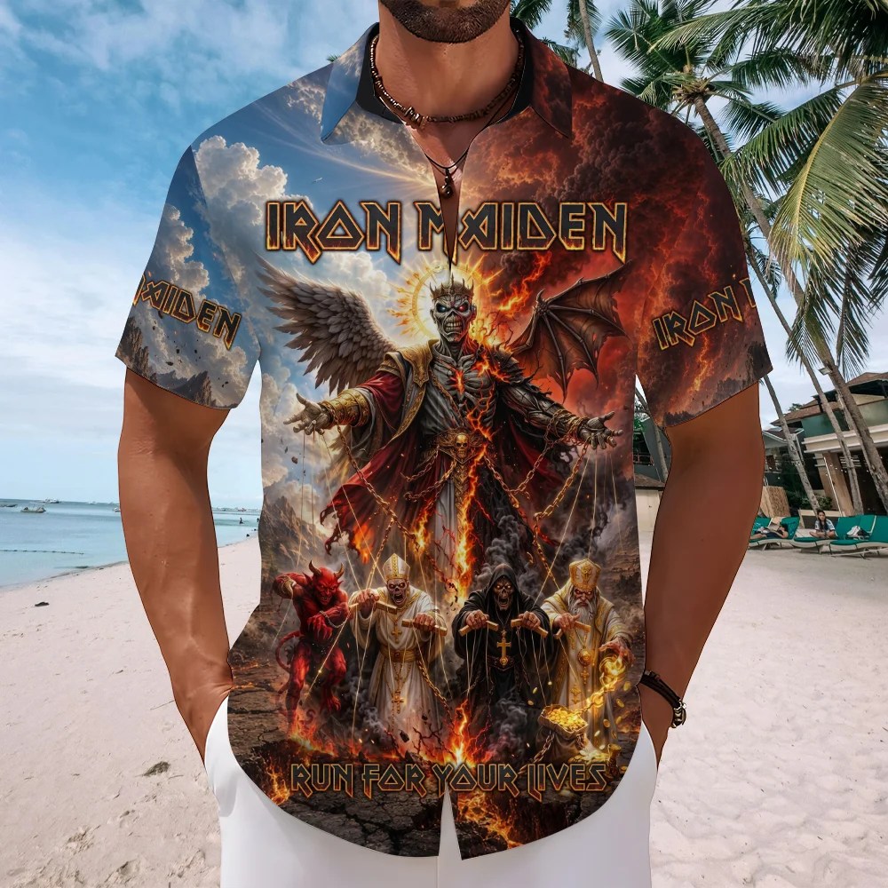 Iron Maiden 2026 World Tour Short Sleeve Button-Down Shirt – TMTHU9427