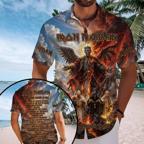 Iron Maiden 2026 World Tour Short Sleeve Button-Down Shirt – TMTHU9427