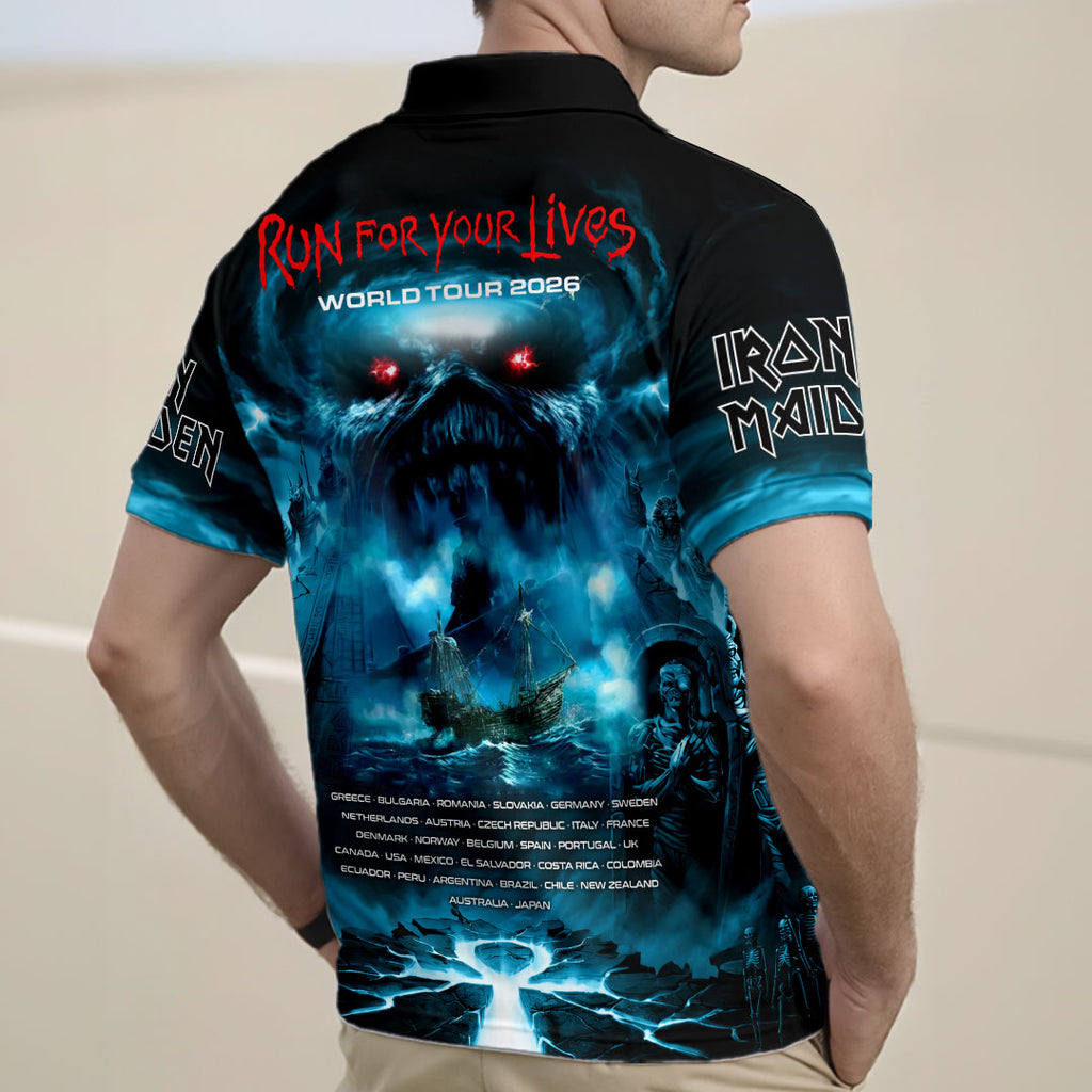 Iron Maiden 2026 World Tour Zip Polo Shirt – HOATT17647
