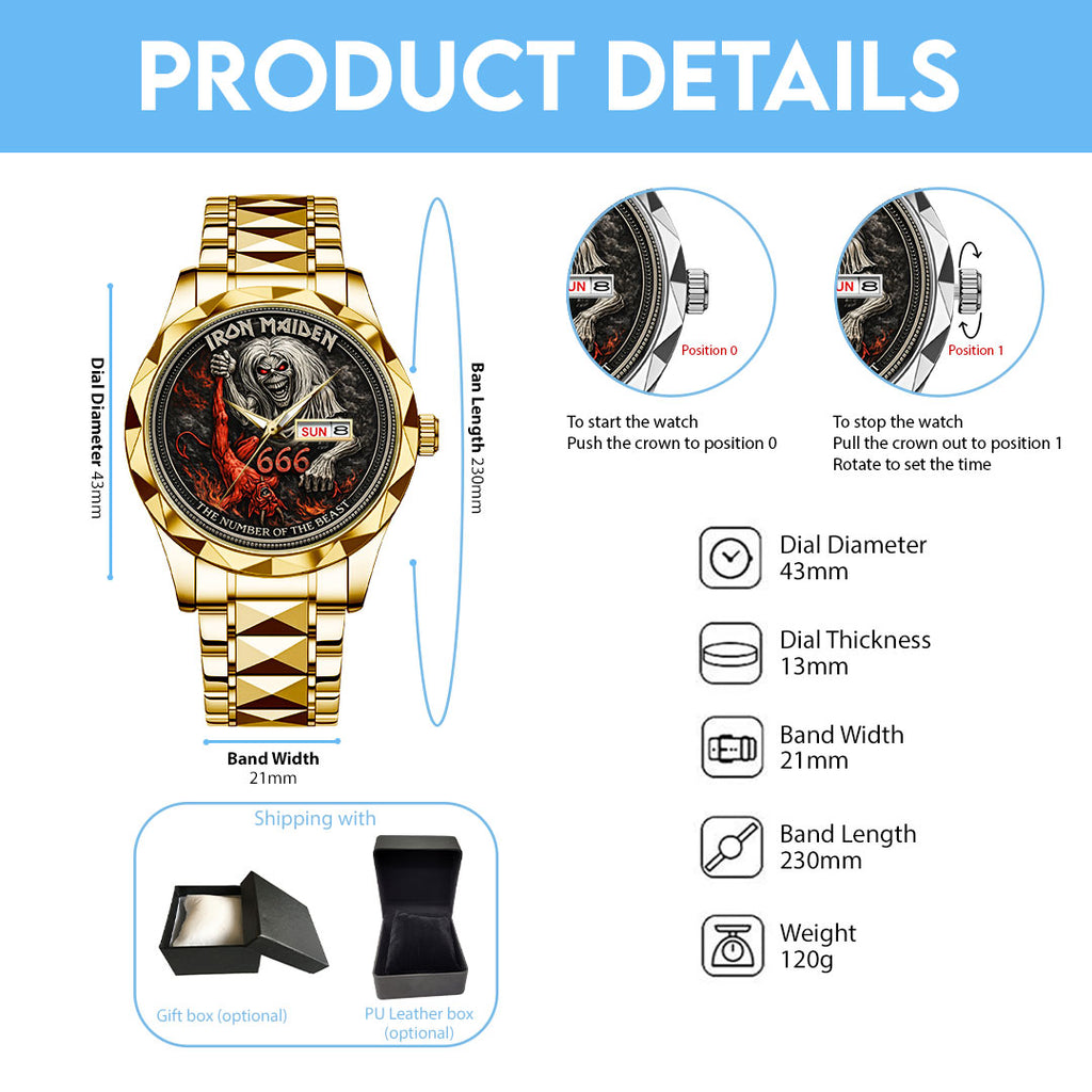 Iron Maiden Alloy Luxury Quartz Watch – VANDH5127