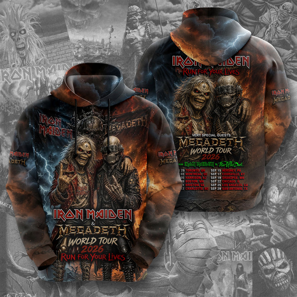 Iron Maiden x Megadeth 2026 World Tour 3D Apparel – TMTHU6875