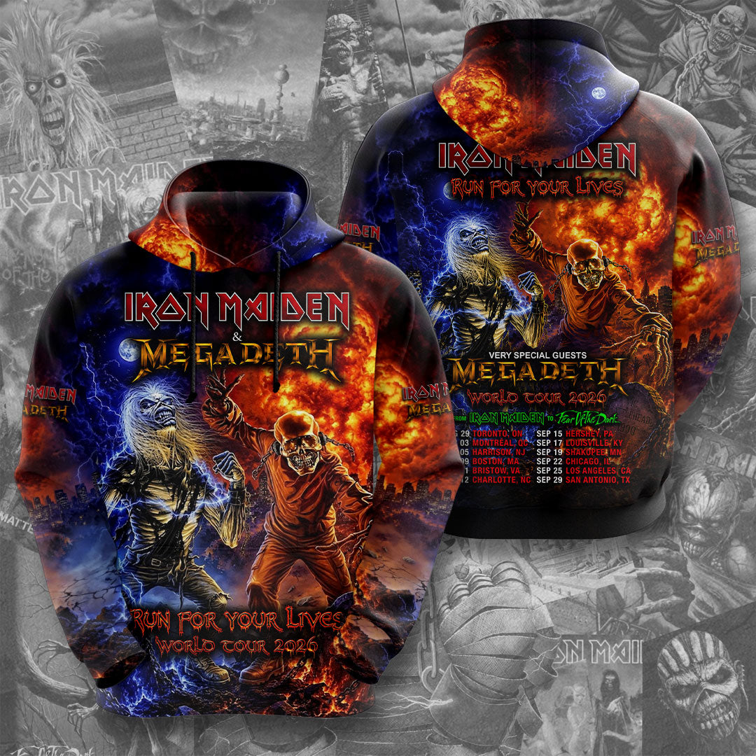 Iron Maiden x Megadeth 2026 World Tour 3D Apparel – TMTHU6964