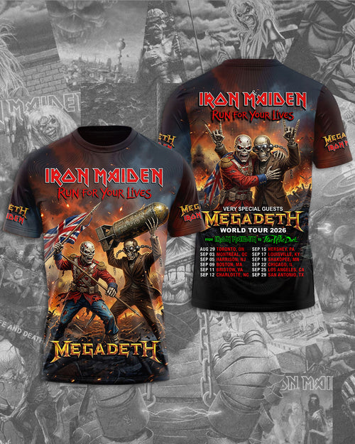 Iron Maiden x Megadeth 2026 World Tour 3D Apparel – TMTHU7031
