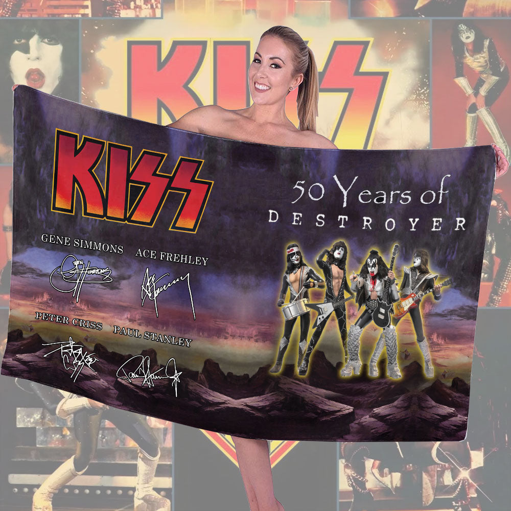 KISS Destroyer 50th Anniversary 2026 Rectangle Beach Towel – TMTHU5278