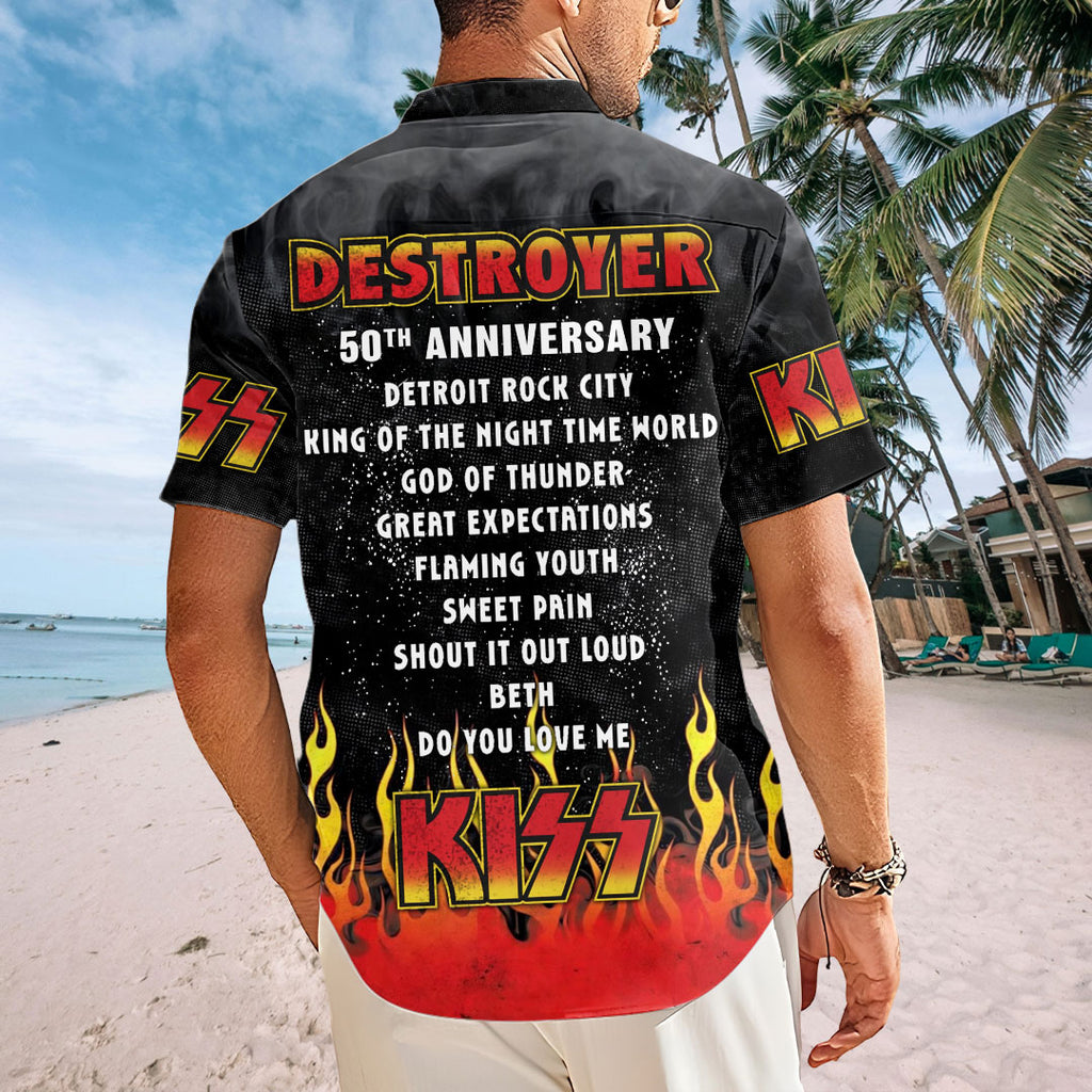 KISS Destroyer 50th Anniversary 2026 Short Sleeve Button-Down Shirt – TMTHU5166