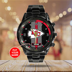 Personalized Kansas City Chiefs Black Stainless Steel Watch – TANTN16020
