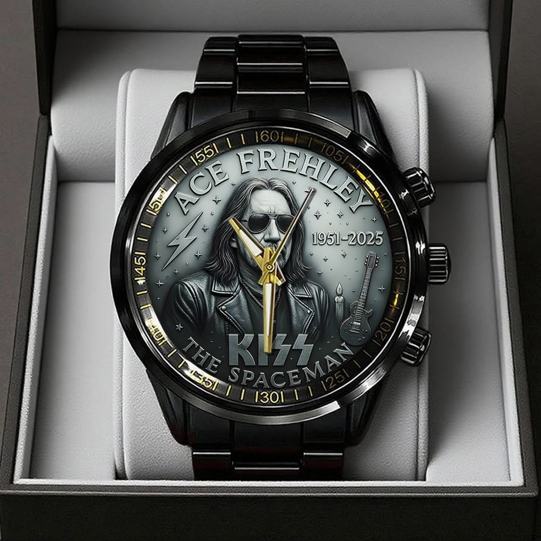 KISS x Ace Frehley Black Stainless Steel Watch – TANTN17691